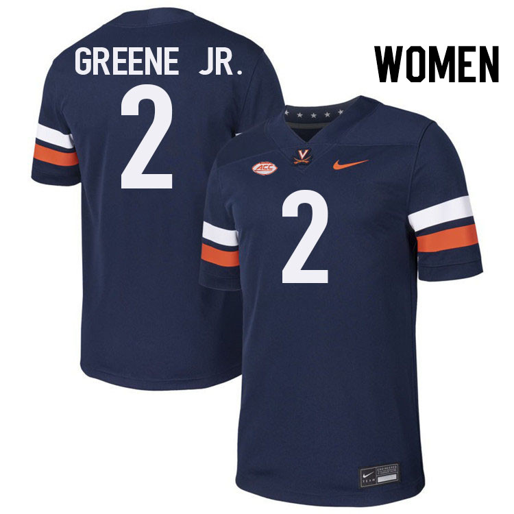 Women Virginia Cavaliers #2 Andre Greene Jr. College Football Jerseys Stitched-Navy